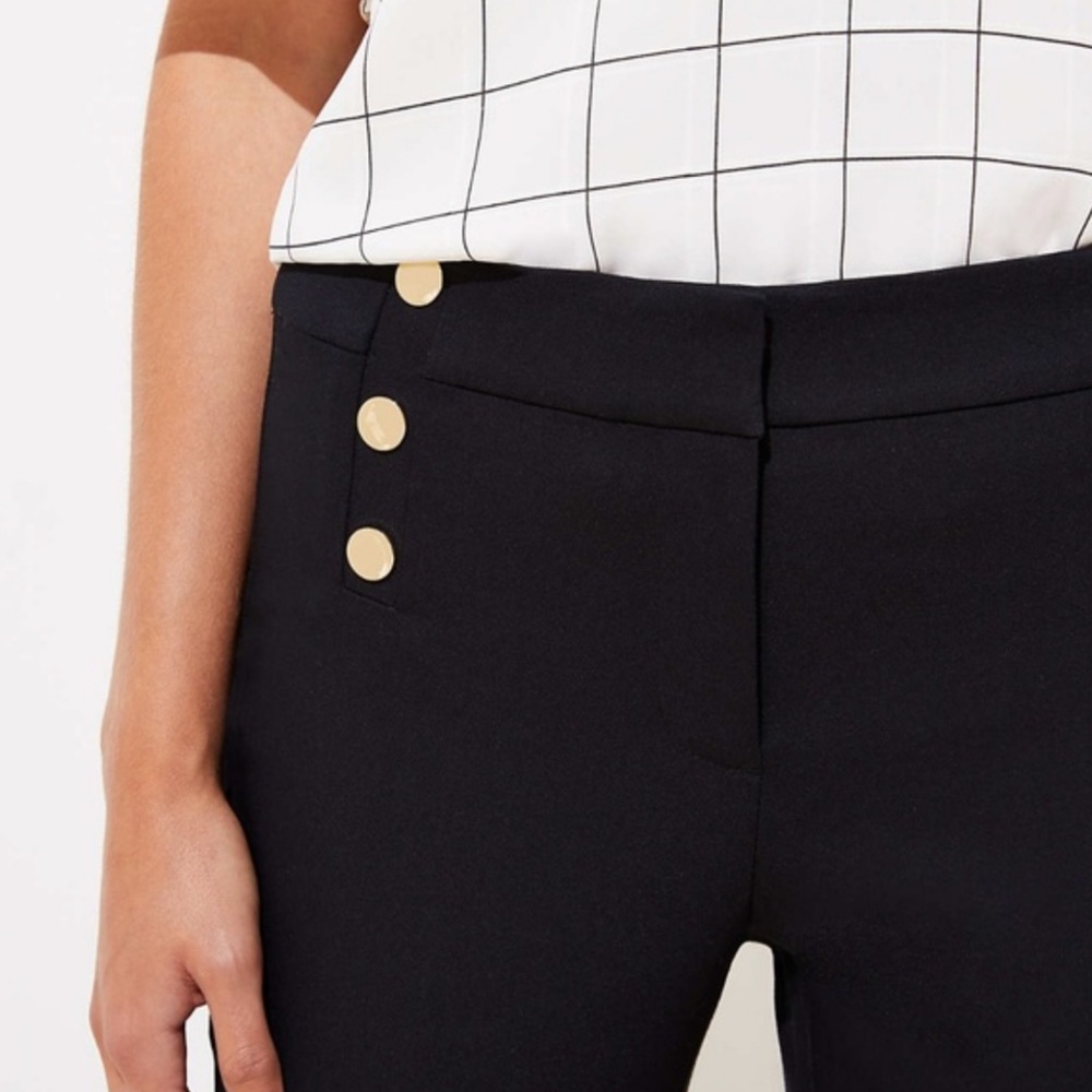 LOFT Black Sailor High Waist Skinny Ankle Dress Pants 12 - Picture 3 of 11